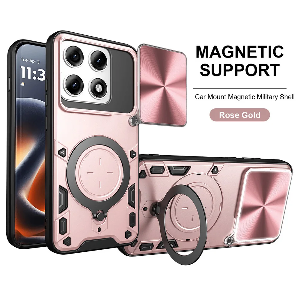 Signature Armor Metal Ring Camera Protective Case with Rotating Holder Cover