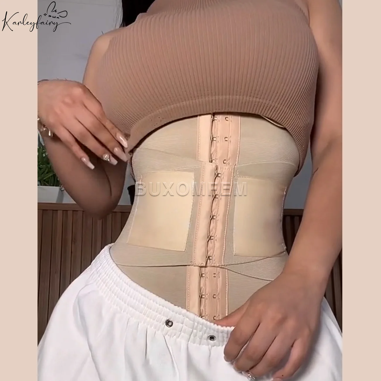 Fajas colombianas elásticas con Control de barriga doble, entrenador de cintura en forma de Abdomen, cinturón ajustable para poscirugía, recortador de cintura