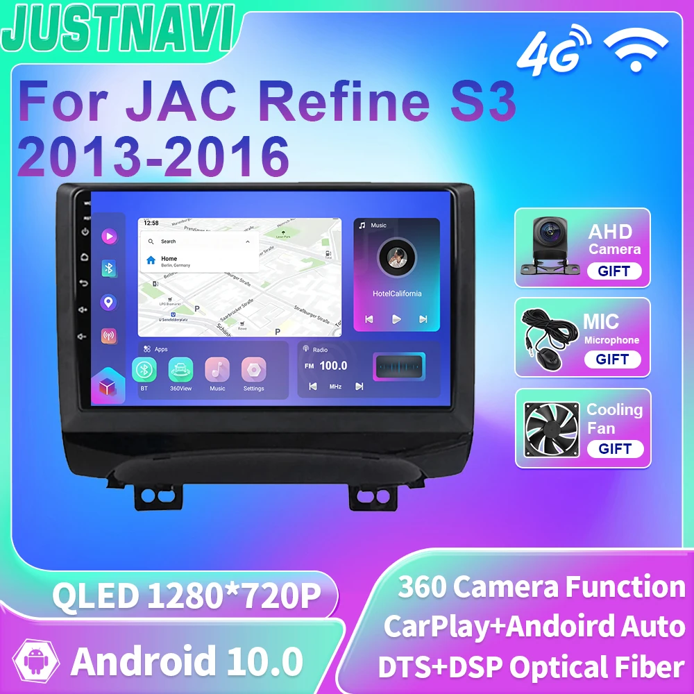 

JUSTNAVI QLED для JAC Refine S3 2013-2016 автомобильное радио мультимедийный плеер GPS навигация Авто Android 10 Carplay 4G WIFI DSP GPS BT