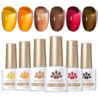 BORN PRETTY 6pcs Crystal Amber Gel Nail Polish Set Jelly Pink Nude Winter Semi Permanent Soak Off UV LED Varnish Manicure Kits 2