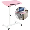 Portable Multifunctional Removable Laptop Desk with Wheels Bed Sofa Books Snack Pink 3
