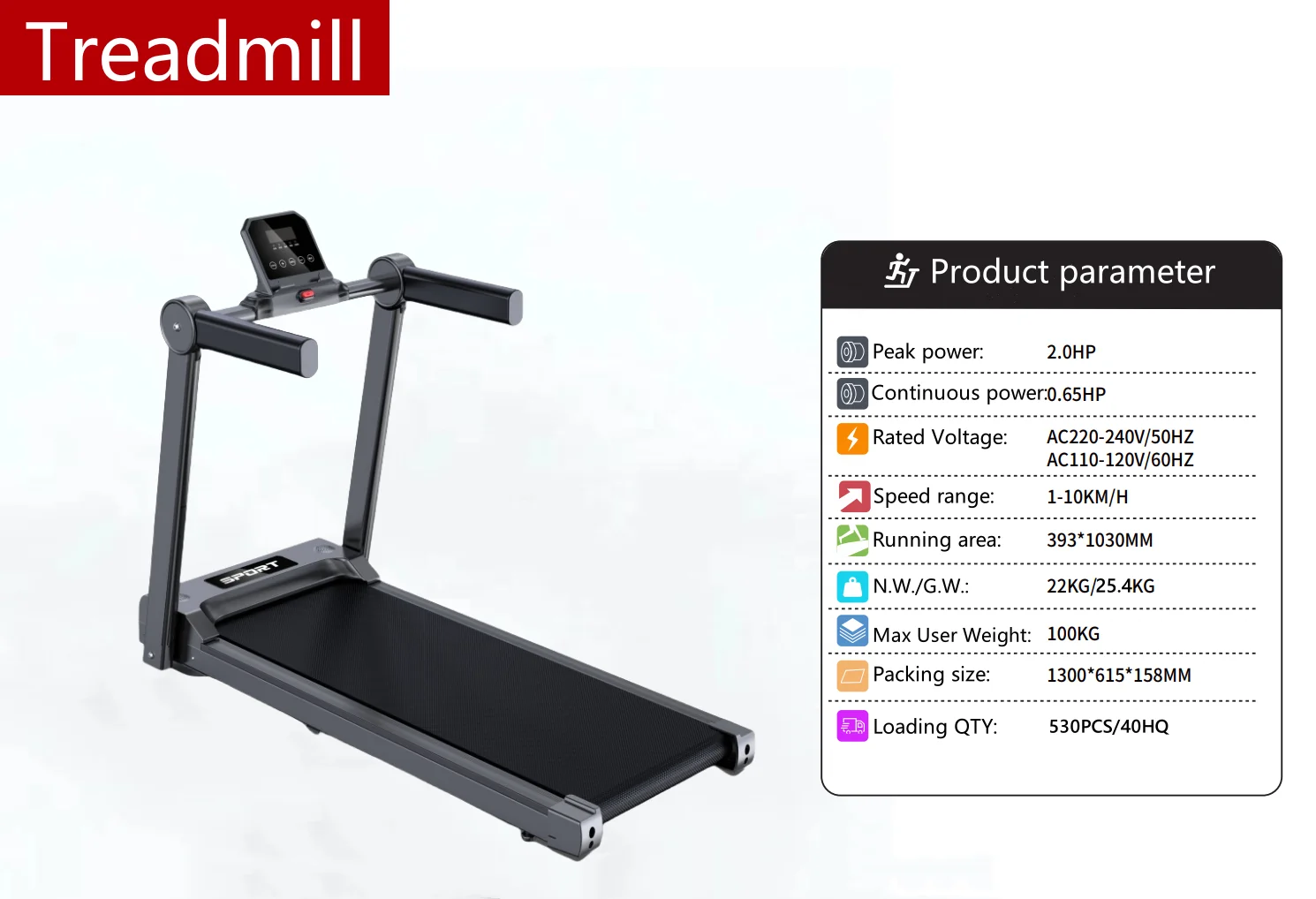 Home Treadmill Exercise Machine With LCD Screen Folding Treadmill Running Machine Sport Equipment for Cardio Fitness
