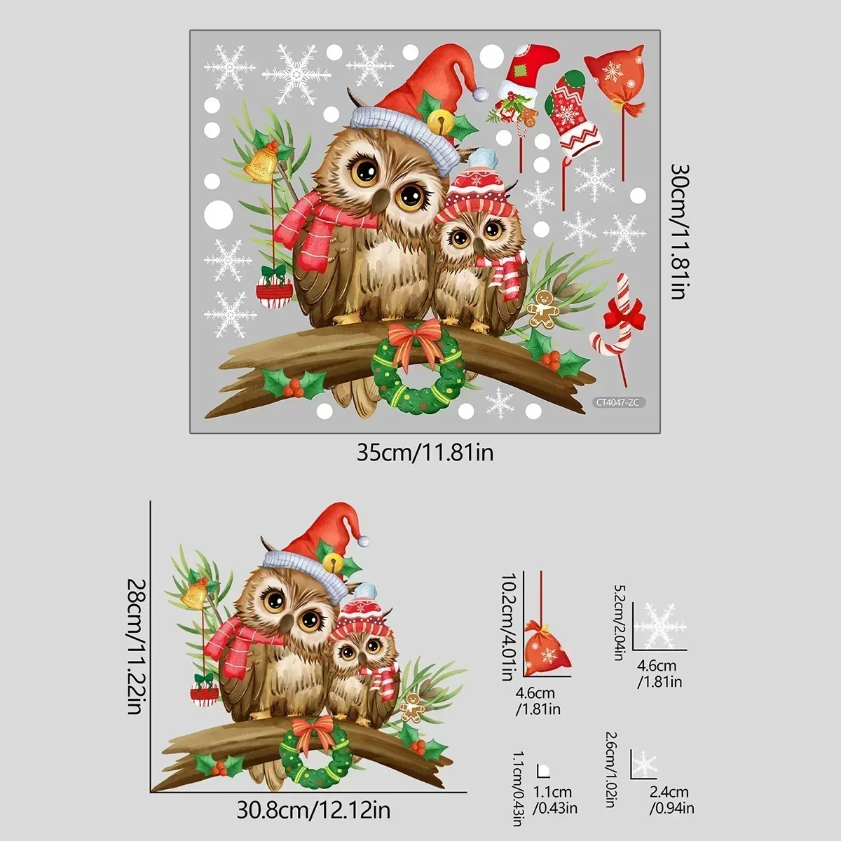 Window Decoration Wall Sticker Christmas Owl Window Stickers Christmas Glass Sticker Branch Owl Snowflake Wall Sticker