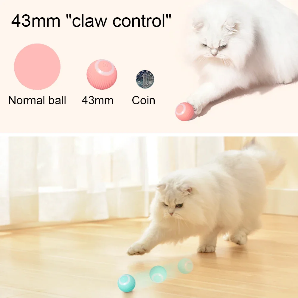 Cat Interactive Ball Toys Smart Electric Cat Ball Toys Automatic Rolling Cat Toys for Indoor Interactive Playing Cats Training Self-moving Kitten
