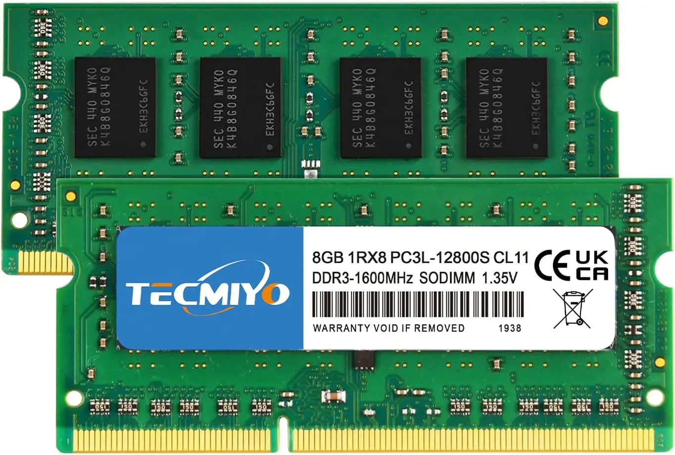 TECMIYO 1RX8 8GB DDR3L 1600MHz SODIMM Laptop Memory RAM 1RX8 DDR3