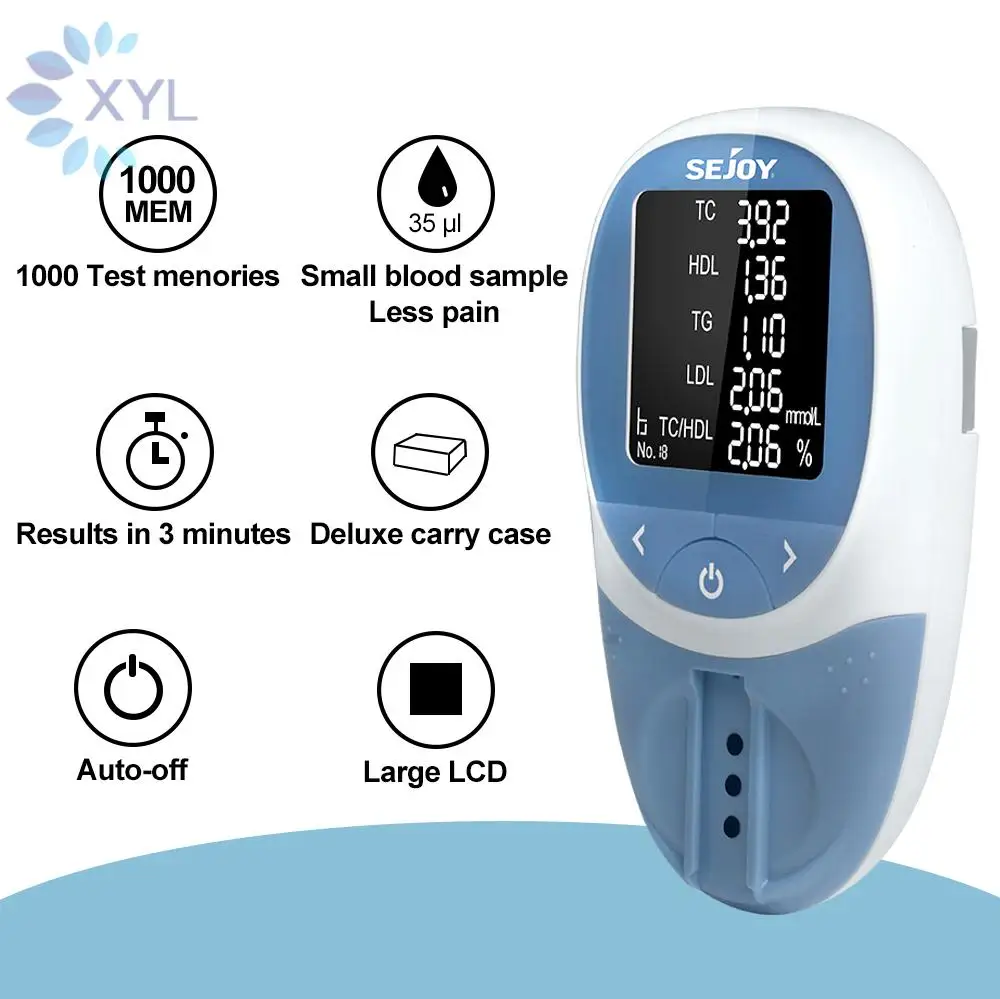 Sejoy 5 In 1 Lipid Test Analyzer Test Home Kit Contain Total,Analyzer01 10pc Test/10pcs Test（no meter）/20pcs Test（no meter）