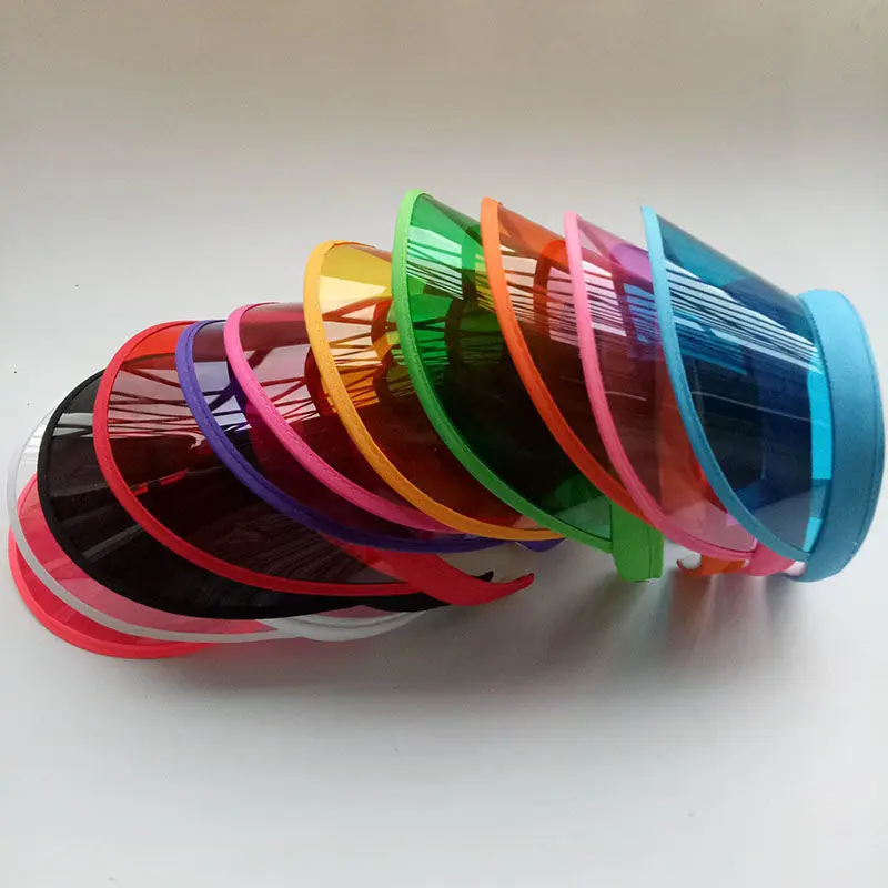 Sun Hat Summer Anti-Uv Empty Top Sun Hat for Women Men Transparent Plastic PVC Visor Cap Outdoor Sport Candy Color Sunshade Golf Cap