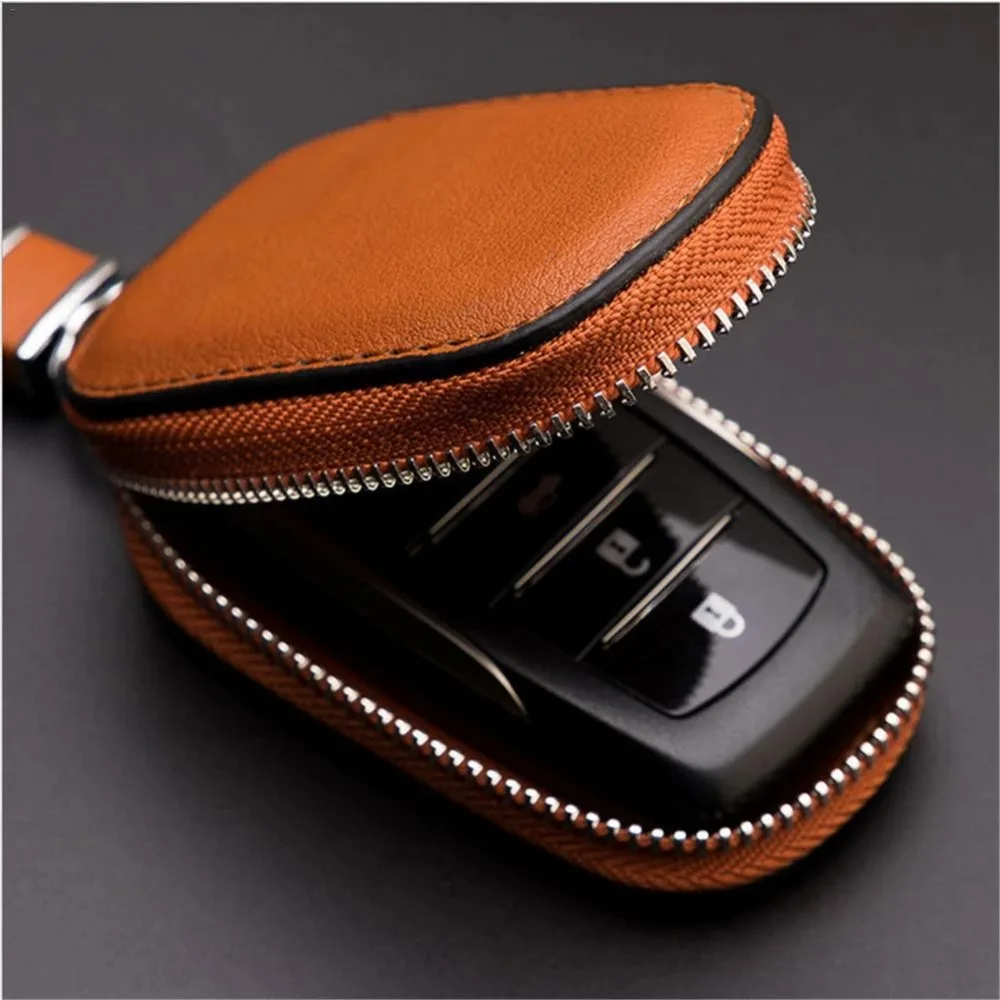 Leather Key Holder and Organizer Zipper Pouch