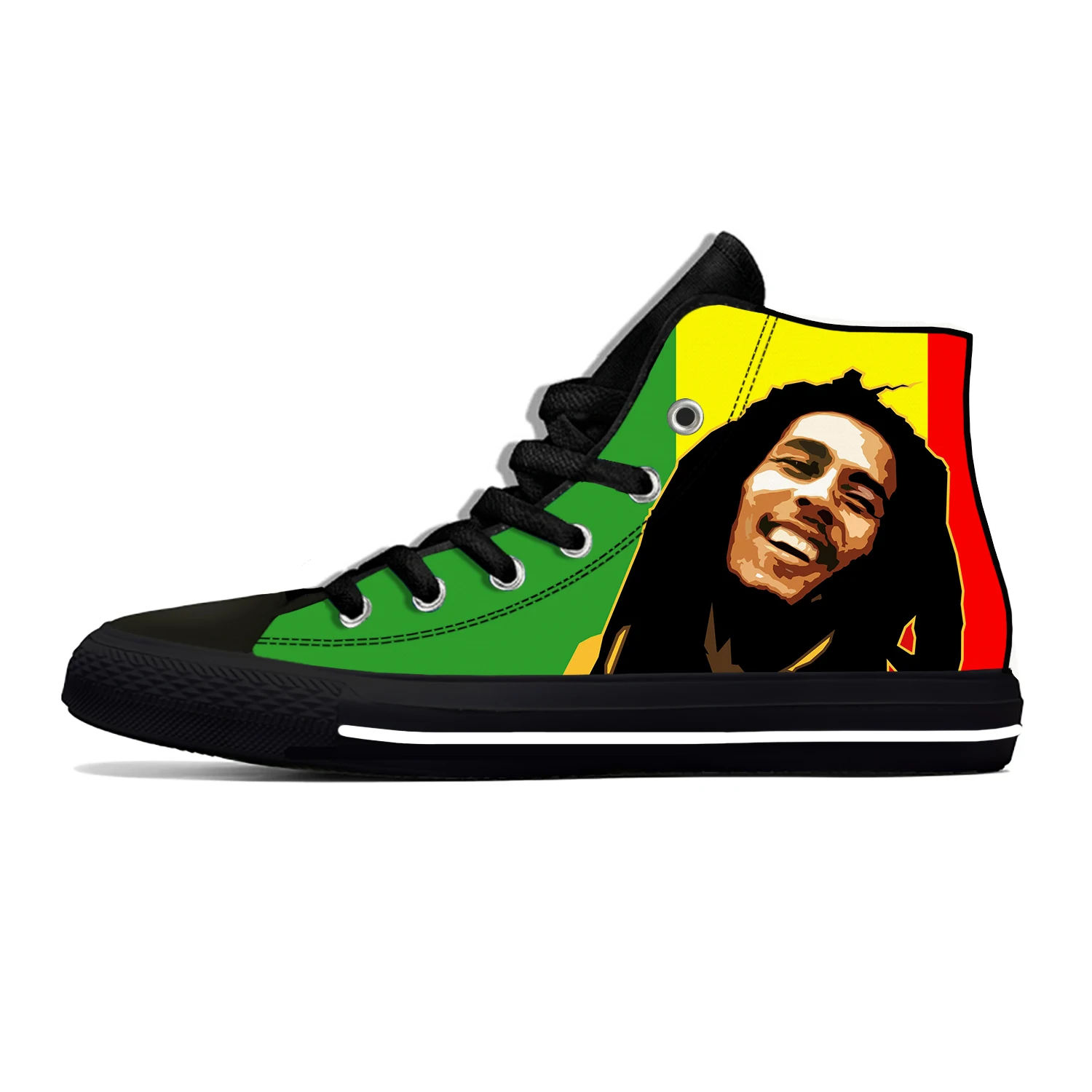 

Bob Marley Reggae Star Rasta Rock Music Fashion Casual Cloth Shoes High Top Lightweight Breathable 3D Print Men Women Sneakers