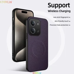 European 5G/4G Magnetic Business Case with Carbon Fiber Texture and PU Leather Finish - Redmi 15C 5G (173mm) (Purple)