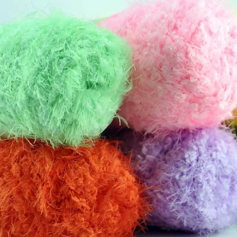 100G Cotton Yarn Faux Long Fur Mink Plush Coarse Wool Fabric And Crochet Coral Velvet For Scarves Sweaters Crochet Knitting Yarn 3