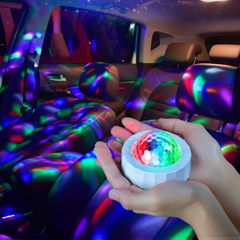 Car Disco Ball Rechargeable Battery Mini Sound Activated Multicolor Lights