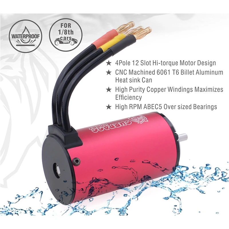 Connecteurs et câbles du Moteur Brushless 4068/4076 4P 12S 150A pour Voiture RC 1:8
