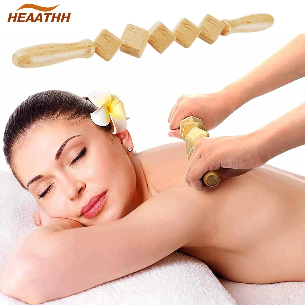 Wooden Cube Massage Stick Body Dice Massager for Pain Relief, Fascia Blaster, Cellulite, Lymphatic Drainage, Myofascial Release