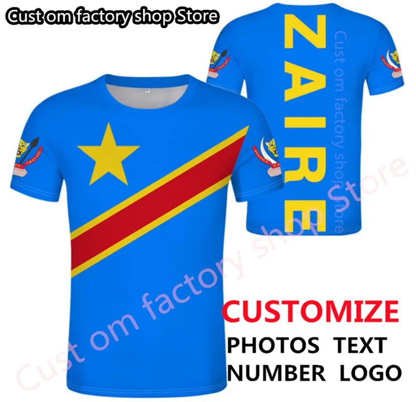 T-Shirt Zaire Maschio Gioventù Nome Personalizzato Numero Zar T Shirt Nation Flag Za Congo Country Repubblica Francese Stampa Foto Vestiti