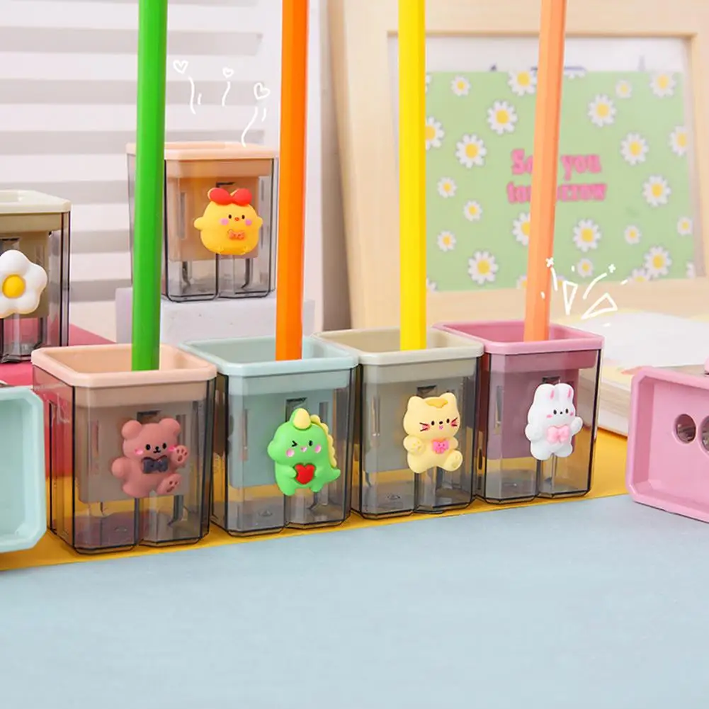 

Cute Cartoon Pencil Sharpener Two Hole Portable Safety Pencil Design Supplies Sharpener Stationery Student A8n3