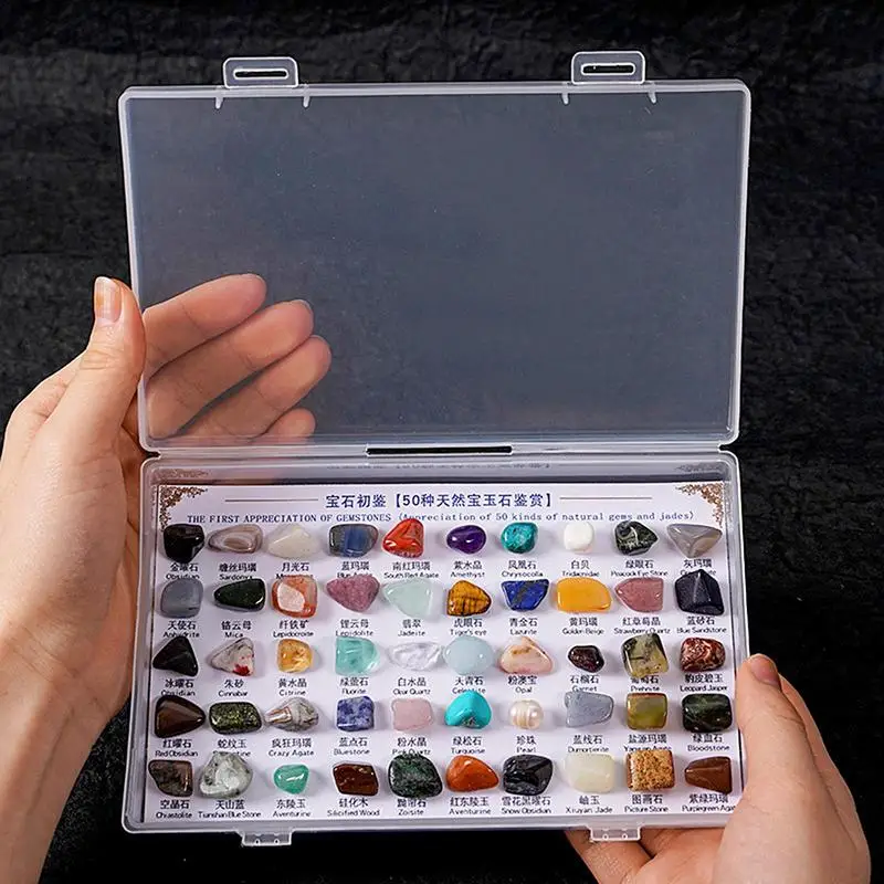 

Rock Collection Box For Kids Natural Gemstone Crystal Sets Mineral Science Kit Geology Rock Specimen For Young Geologists Geolog