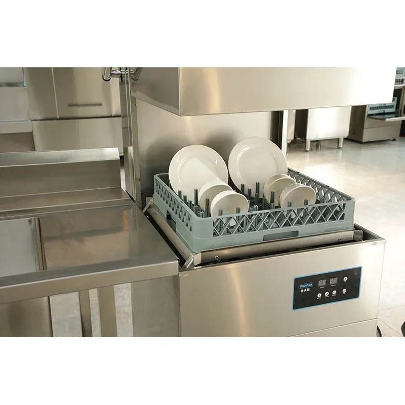 220V/380V 9.8KW Electric High-Efficient Dish Washing Machine for Restaurants and Hotels Kitchen hood type dishwasher 6
