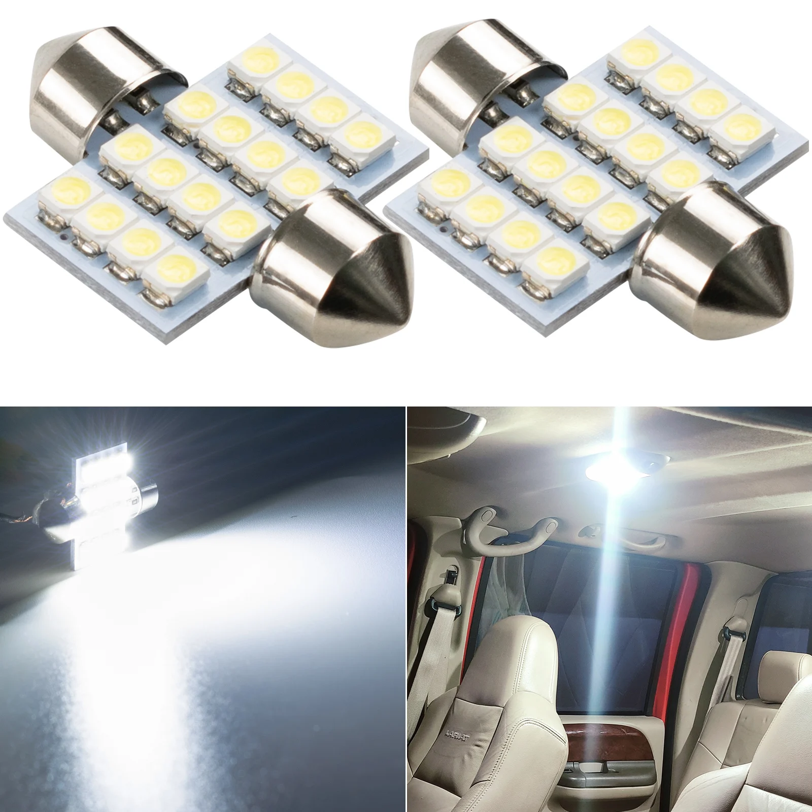 

Car Festoon 16SMD LED Interior Light Bulbs Canbus 31mm Car Reading Lamp AUTO Map Dome Lights 6000K Xenon White Replacement Bulbs