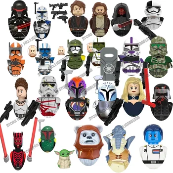 Star Wars Minifigure Mandalorian Han Solo C-3PO Leia Darth Vader Bbba Fett Block Mini Robot Figure Toy Bricks Assembling Doll 1
