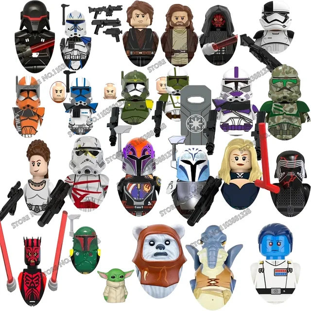 Star Wars Minifigure Mandalorian Han Solo C-3PO Leia Darth Vader Bbba Fett Block Mini Robot Figure Toy Bricks Assembling Doll 1