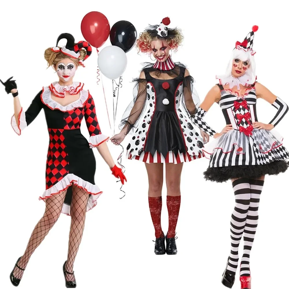 Halloween Costume for Women Circus Clown Joker Costume Horror