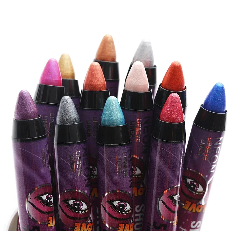 Pearlescent Eyeshadow Pen 12 Colors Lasting Waterproof Not Blooming Shiny Glitter Silkworm Gel Pen Eye Shadow Pencil Cosmetic eyeshadow pen