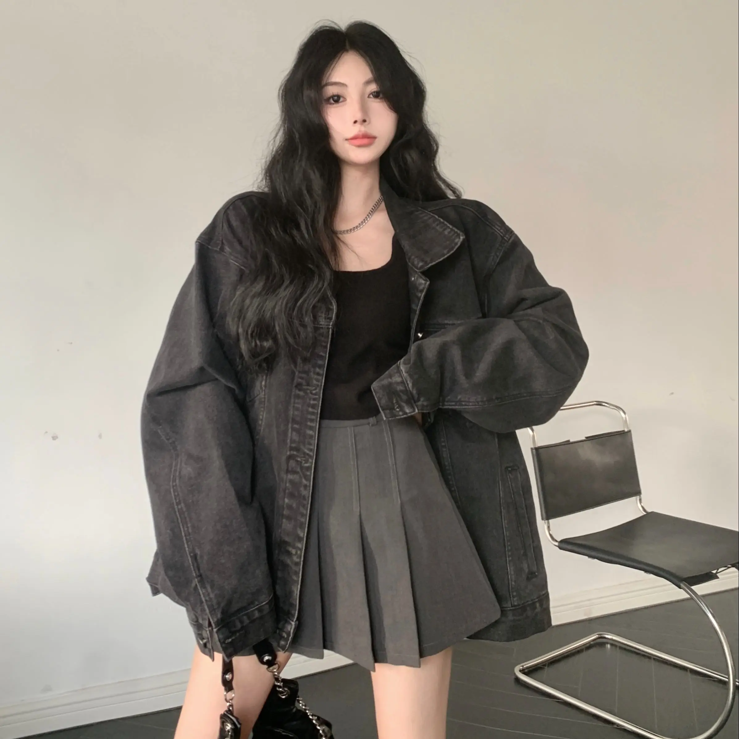 

2023 New Spring And Autumn Cowboy Coat Woman Jacket Korean Version Easy Leisure Time Retro Lazy Versatile Free Shipping
