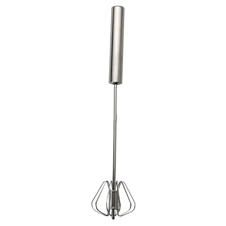 Premium Stainless Steel Rotary Whisk with Beech Wood Handle
