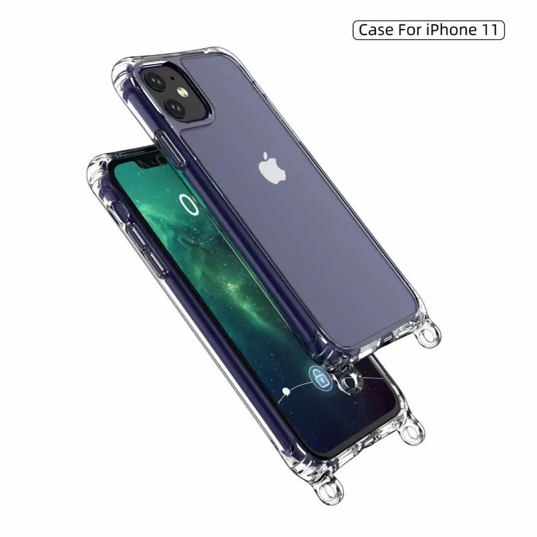 Sleek Transparent Cell Phone Case with Metal Ring and Four-Corner Airbag Protection