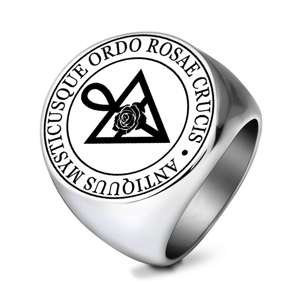 hot selling Ordem Rosacruz AMORC Ring Ordo Rosae Crucis Antiquus Mysticusque Amulet Talisman Laser Cut Stainless Steel Rings 4