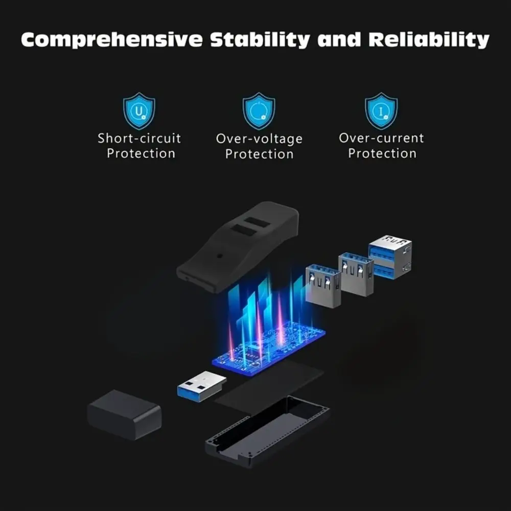 고속 4포트 USB 3.0 허브 U 디스크 리딩 어댑터 액세서리 USB-C 어댑터 미니 사이즈 확장기 스플리터 박스 PC 연결