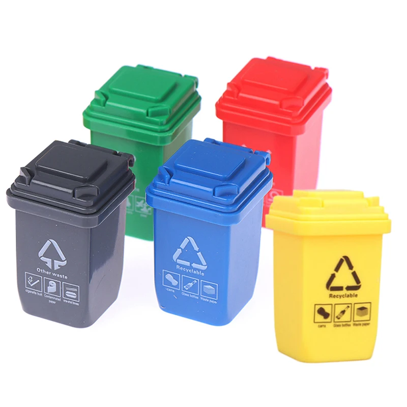 5pcs/set 1:12 Dollhouse Miniature Trash Can Model Furniture Accessories For thumbnail 2