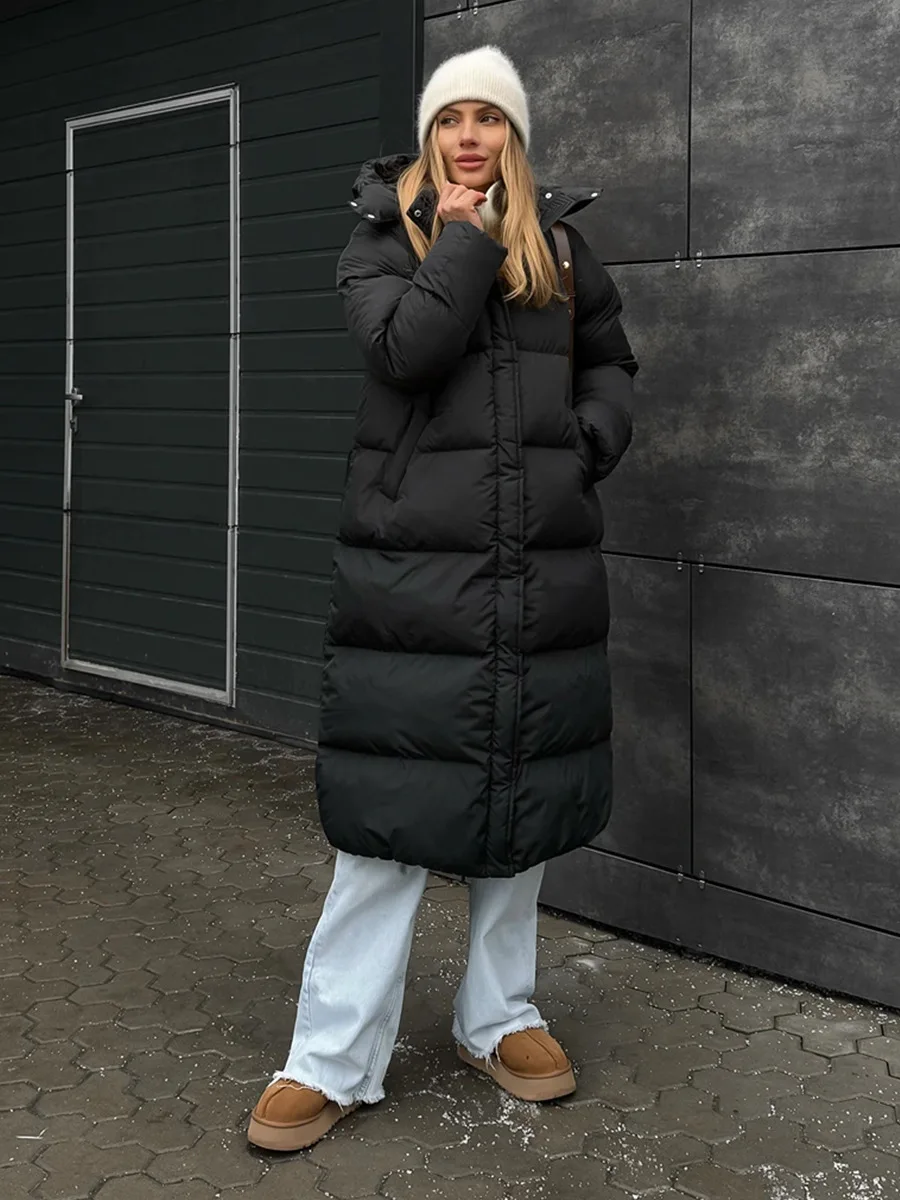 Bornladies Women's New Winter Extra Long Hooded Parkas Retro Cotton Padded Jacket Heavyweight Over-the-Knee Warm Outerwear