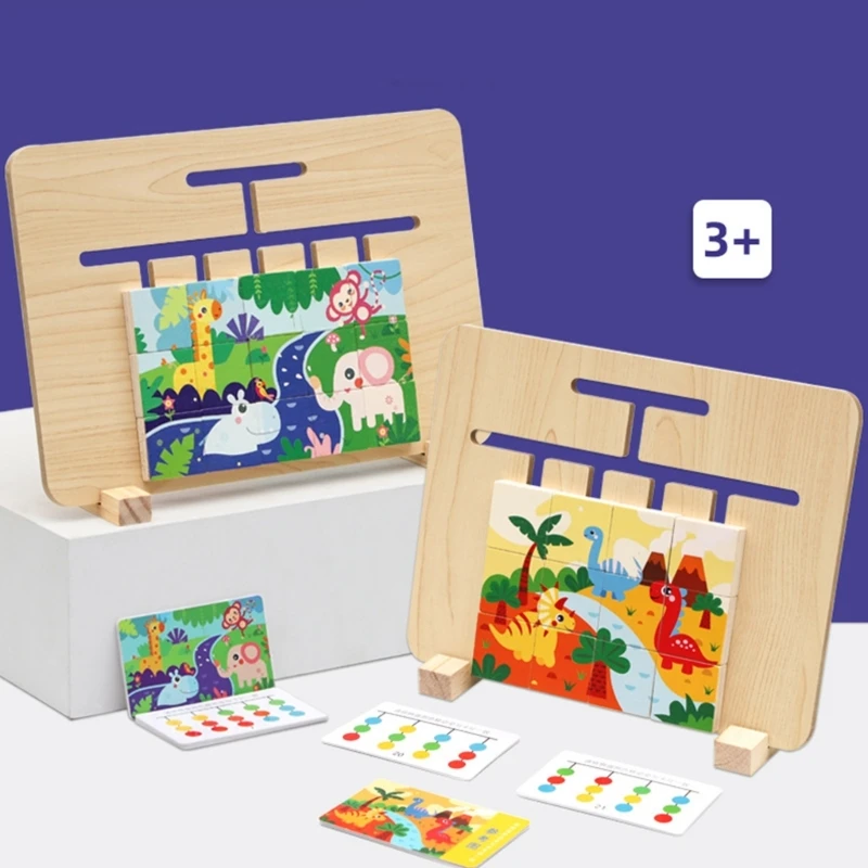 

Wood Cartoon Theme Puzzle Toy Building Blocks Toy for Kids Educational Fine Motor Skills Toy Child Christmas Gift