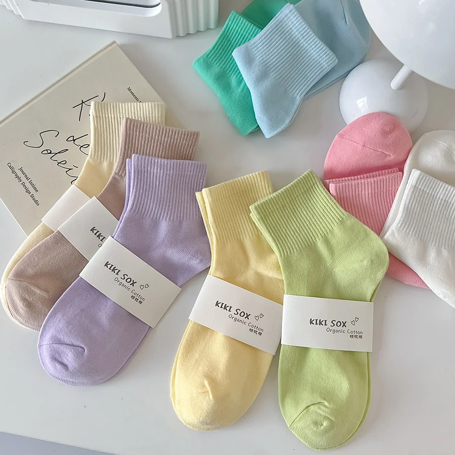 

Candy Color Korean Casual Cotton Women's Socks College Breathable Cute Sports Short Socks Fashion Harajuku Sock Hipster Sox