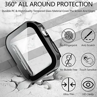 Verre et étui pour Apple Watch Cover, Protecteur d'écran, PC dur, Casesr Straight Edge, iWatch Series 9, 8, 7, 6, 5, 4, SE, 40mm, 45mm, 41mm, 44mm 3
