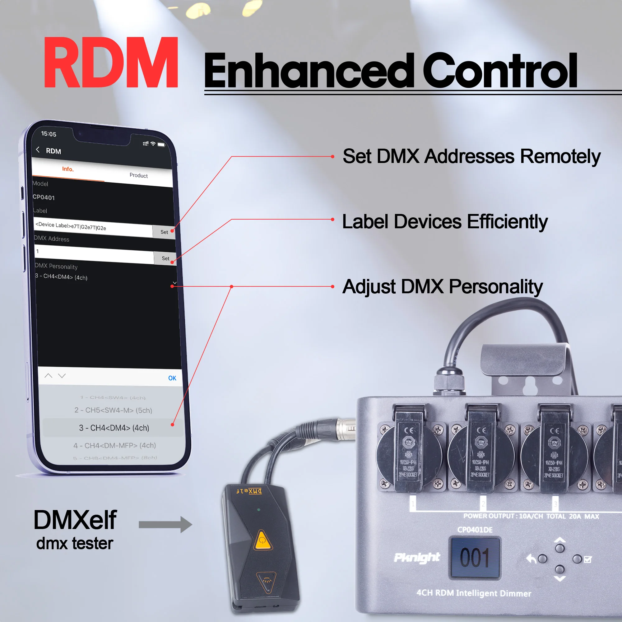 Pknight 4-channel RDM/DMX Dimmer/Switch/relay pack Lighting Accessories