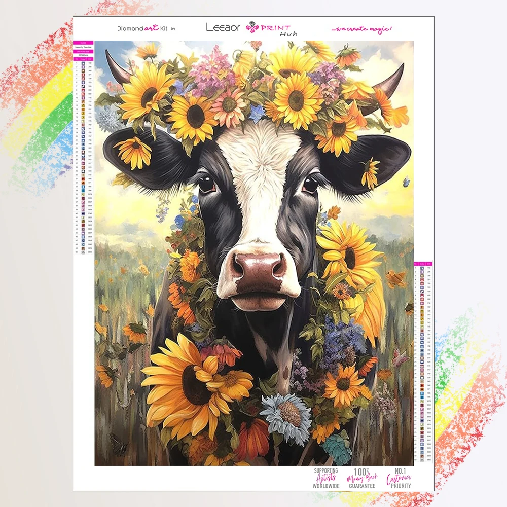 

Diamond Painting Sunflower Cow Full Diamond Mosaic 5d Diy Embroidery Cross Stitch Kits Home Decor Cartoon Animal Wall Sticker