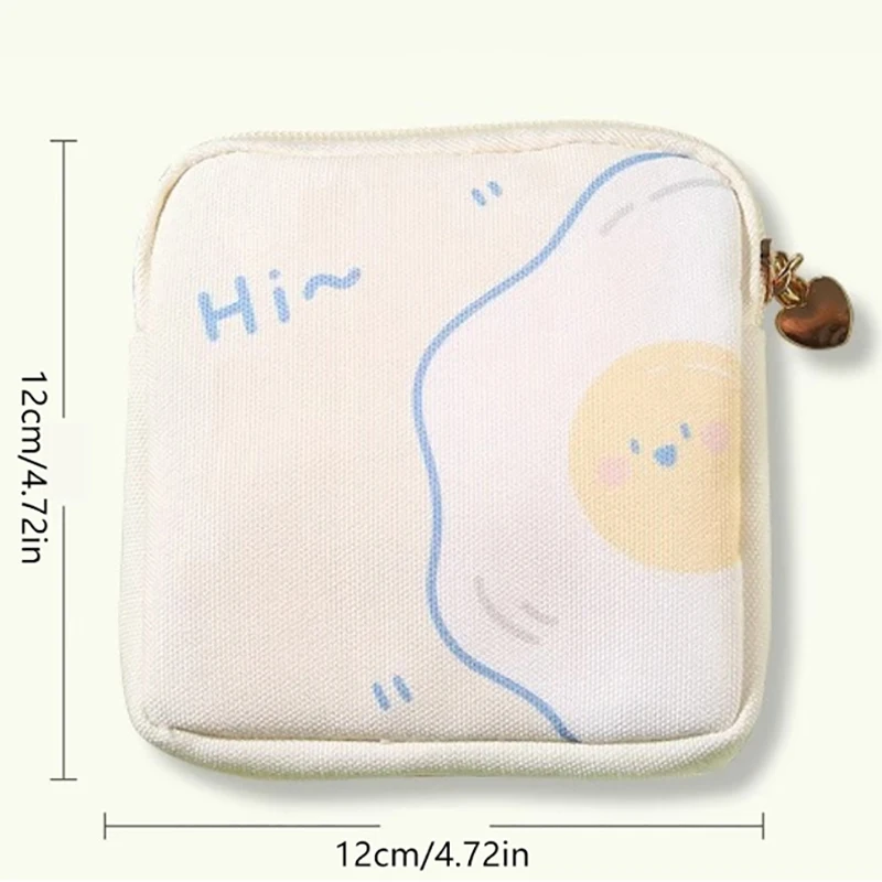 Kawaii Cartoon Duck Printed Women Tampon Sanitary Napkin Storage Bag Mini Cosmetics Coin Purse Bag Gift