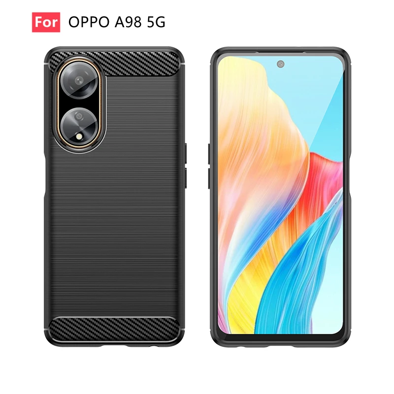 Per Oppo A98 5G Custodia Cover Oppo A98 5G Capa New Utral-Thin Armor Bumper Antiurto Soft Tpu Fibra Di Carbonio Fundas Oppo A 98 A98 5G