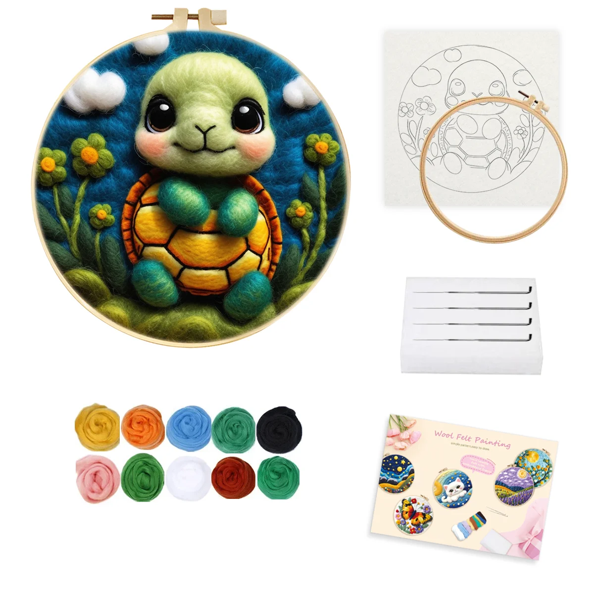 GATYZTORY Wool Felting Starter Kit Tiger Koala Butterfly Needle Felting Picture Needle Supplies Diy And Decoration