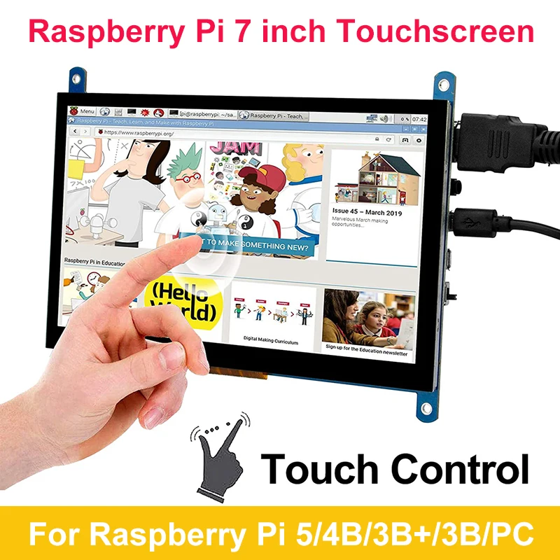 Raspberry Pi Touchscreen Da 7 Pollici 800X480 1024X600 Display Compatibile Con Hdmi Monitor Lcd Tft Per Raspberry Pi 5 4B 3B 3B + Pc Windows
