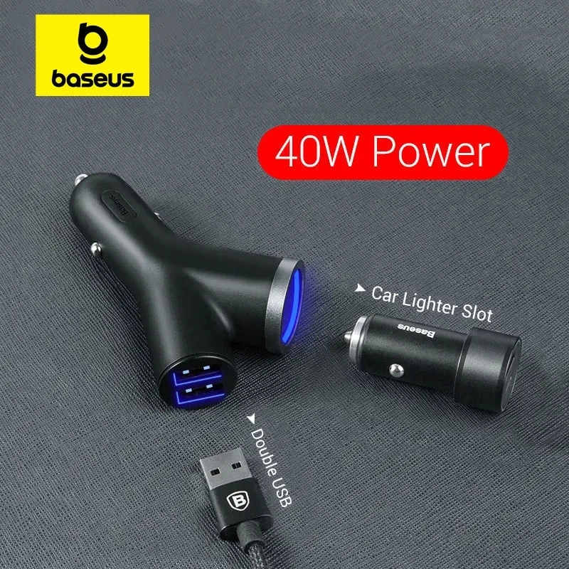 40W Car Charger for Universal Mobile Phone Dual USB Car Cigarette Lighter Slot for Tablet GPS 3 Devices Phone Charger Baseus car charger car phone charger phone charger