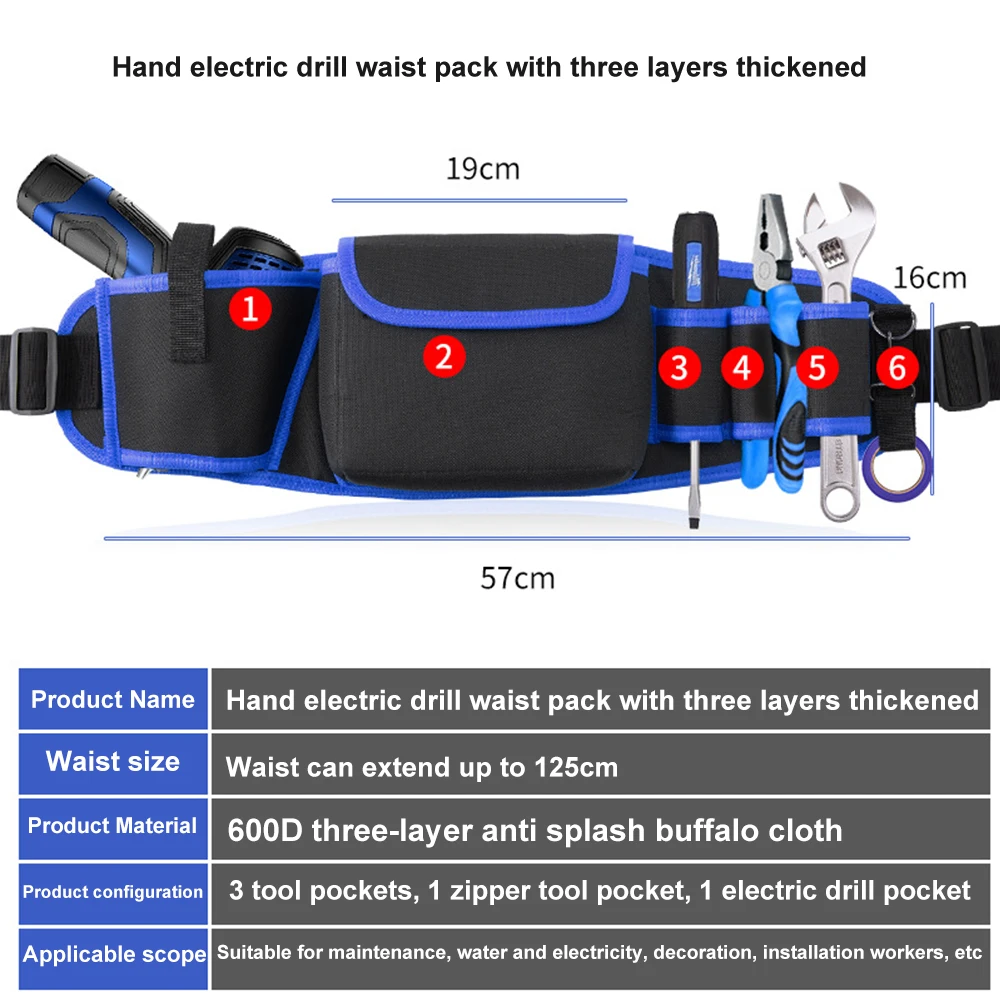 Tool Pocket Multifunctional Oxford Cloth Thickened Electric Maintenance Aerial Work Long Portable