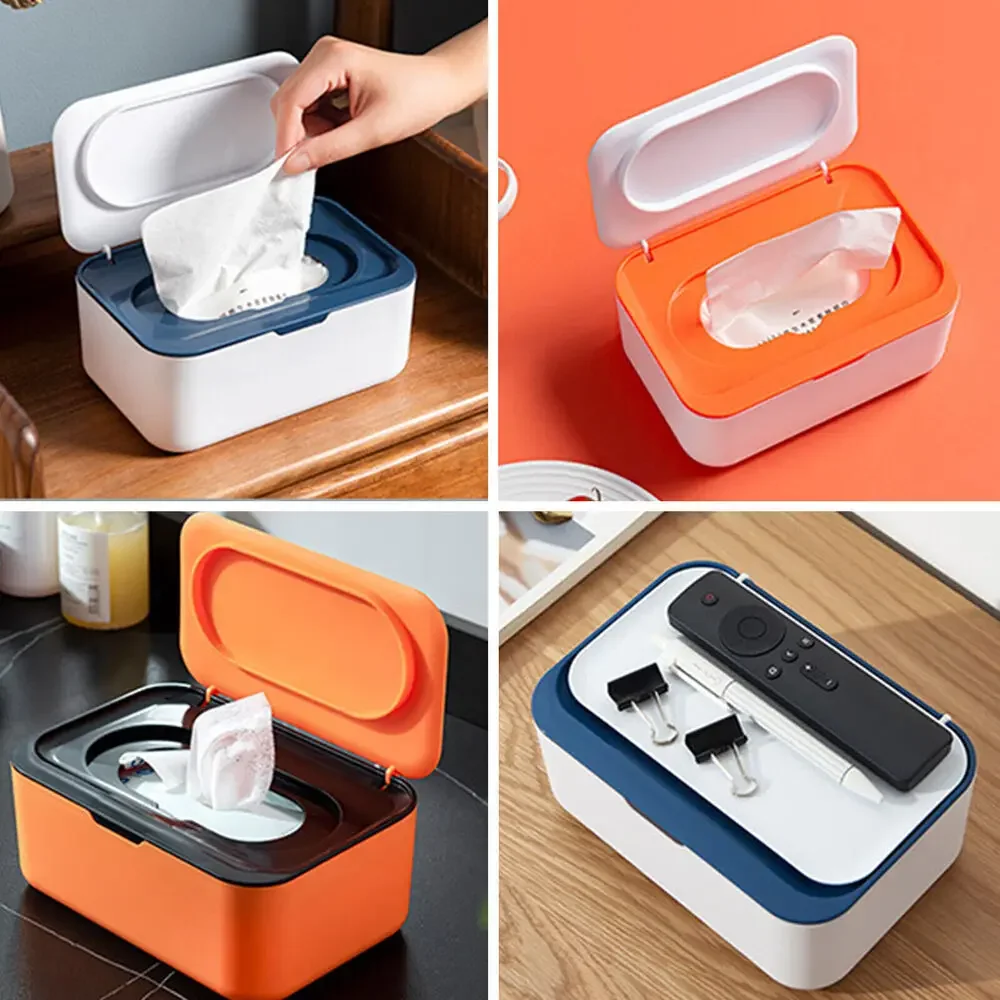 1Pcs Dustproof Wet Tissue Box with Lid Baby Nappy Wet Tissue Storage Holder Dispenser for Home Car Office Paper Organizer wet wipe case,baby wipe case,wet wipes case,tissue dispenser,tissue box,wet wipes box