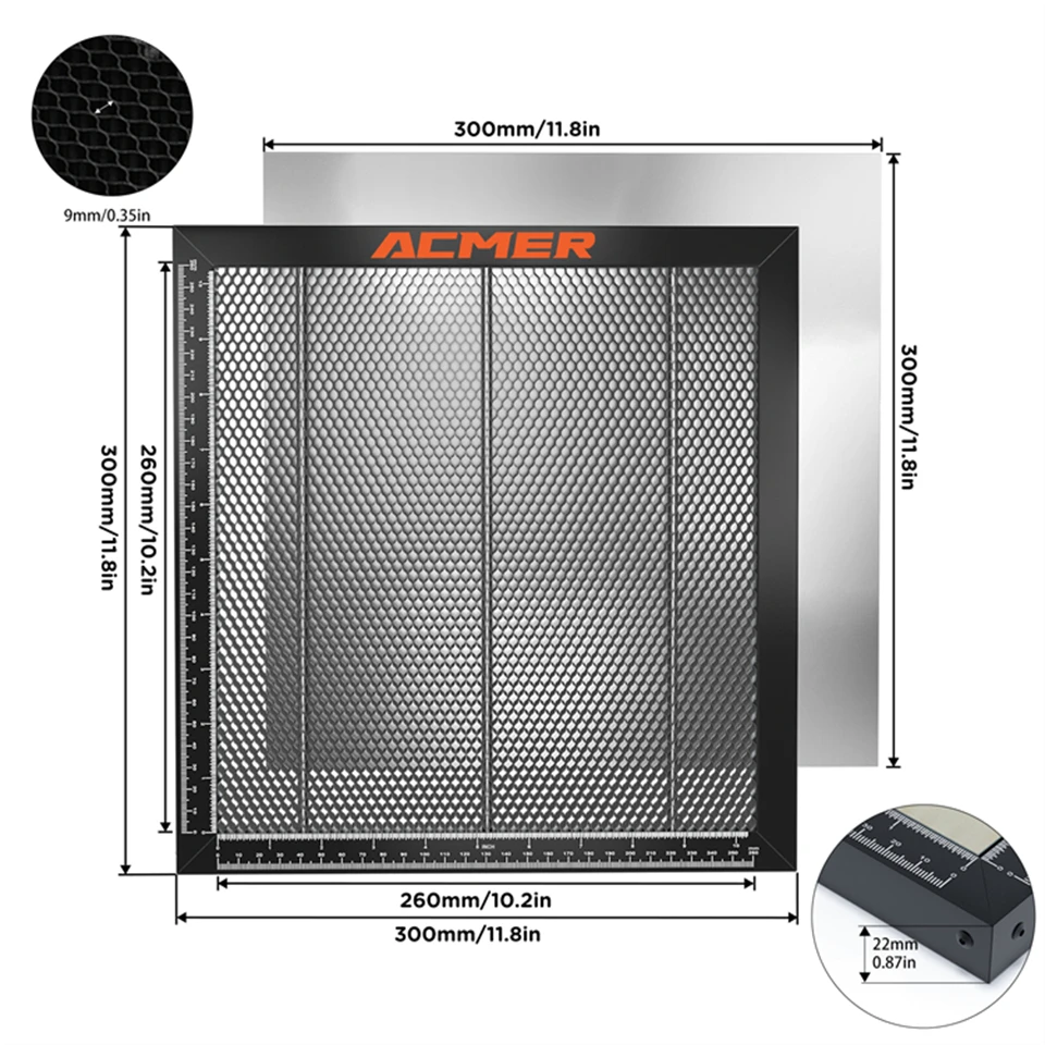 Laser Machine Spare Parts ACMER Laser Cutting Honeycomb Working Table 300x300/330x330/400x400/440x440x22mm