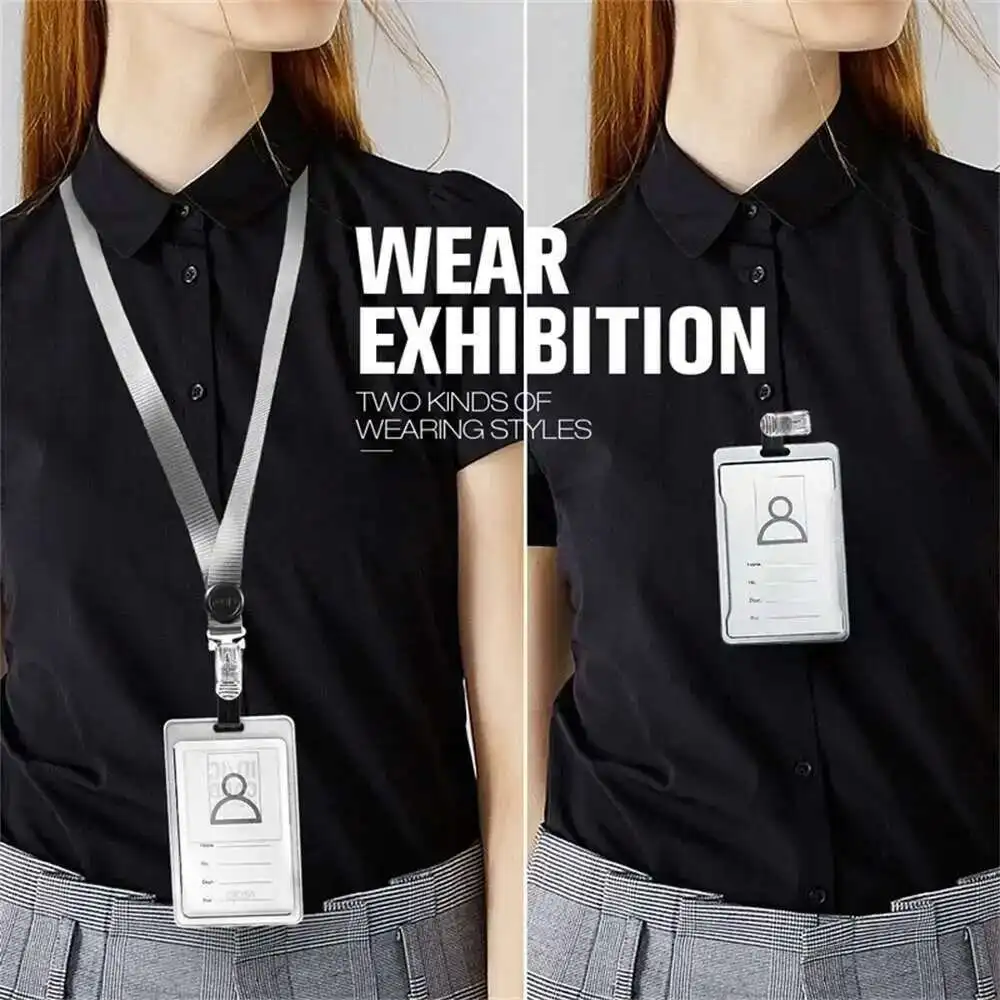 High-grade Metal Card Holder Staff Identification Card Neck Strap With Lanyard Badge Neck Strap Bus Id Holders