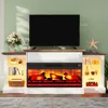 70" Electric Fireplace with Mantel, 3-Sided Fireplace TV Stand, Entertainment Center with Adjustable Shelves & LED Light 6