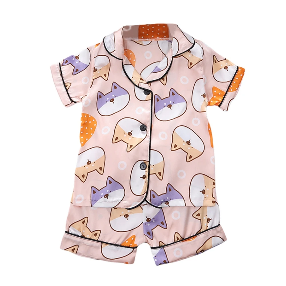 2 pcs Home Children's set Cute Cartoon Sleepwear 1-6 years Kids Boys Girls Short-sleeved Shorts Pajamas